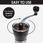 Primula Manual Adjustable Burr Coffee Grinder - Ceramic Mill & Brushed Stainless Steel Body - Whole Bean for French Press, Cold Brew, Espresso, Camping, And More