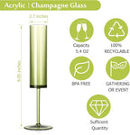 24 PCS Green Champagne Flutes Plastic 5.4OZ Clear Acrylic Champagne Glasses Long Stem Champagne Flutes Sparkling Wine Glasses Sage Green Champagne Glasses FOR Wedding Cocktail Cups Cava Prosecco
