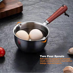 Butter Warmer Pot, Small Cast Iron Basting Pot With Wooden Handle Stainless Steel Multi Purpose Cooking Pot for Milk, Coffee(300mL)