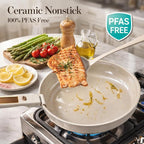 CAROTE 18Pcs Ceramic Cookware Set with Detachable Handle, Pots and Pans Set Non Stick, Non Toxic Cookware Set Removable Handles, Induction Kitchen Cookware Sets, Dishwasher/Oven Safe