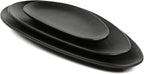 vicrays Large Oval Serving Platters, 16"/14"/10" Porcelain Serving Platters for Party, BBQ,Stackable Serving Trays Serving Plates for Appetizers, Sushi, Restaurant, Set of 3 (Black)`