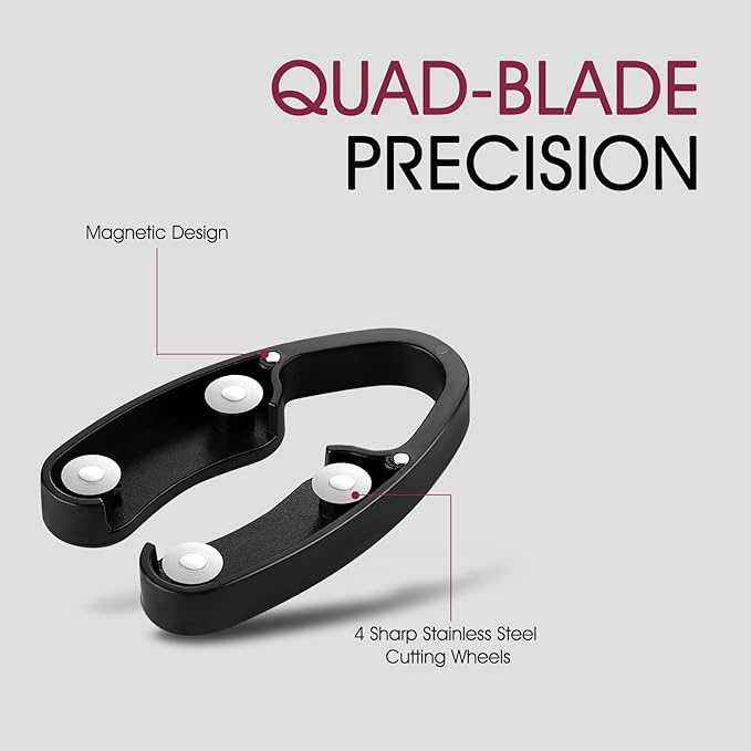 GOBETTER 2 Pcs Wine Foil Cutter Magnetic Design, 4 Stainless Blades Foil Remover Wine Bottles Opener Accessory, Removes Foil Top Effortlessly for Wine Lovers, Black