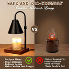 Modern Candle Warmer Lamp with Timer, Dimmable Candle Lamp Warmer, Men Women Christmas Birthday Gifts, Black Candle Warmer, Adjustable Candle Light Warmer, Cozy Living Room Bedroom Home Decor