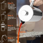 Secura French Press Coffee Maker, 304 Grade Stainless Steel Insulated Coffee Press with 2 Extra Screens, 12oz (0.35 Litre), Silver