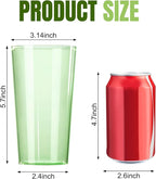 Liacere Plastic Drinking Glasses (Set of 12) 18oz Highball Green Reusable Plastic Glasses Colors，Kitchen Water Glasses Cup, Bar Tumbler Glassware Set for Beer, Juice, Cocktail, Whiskey, Milk
