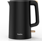 Electric Kettle, Double Wall 1.7L Stainless Steel Cool Touch, Water Boiler & Heater, 1500W Hot Tea Pot, Boil Dry Protection & Cordless Base, BPA-Free, Black Gold