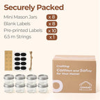 ComSaf Mini Mason Jars 4oz - 8 Pack, Regular Mouth Mason Jar with Lids and Seal Bands, Small Glass Canning Jar for Spice, Jam, Honey, Jelly, Dessert, Shower Wedding Favors, DIY Candles Decor