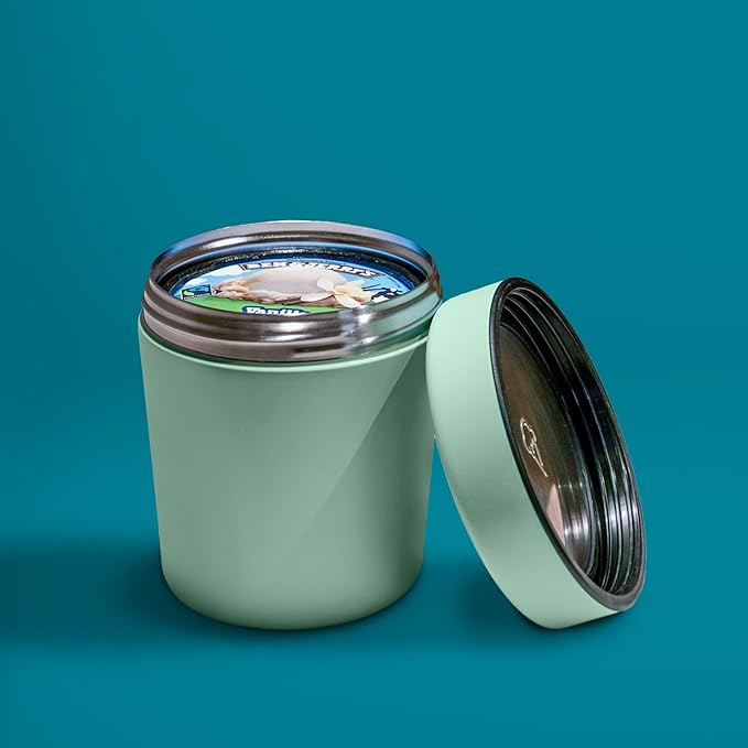 Vacuum Insulated Ice Cream Pint Cooler Keeps Ice Cream Frozen for hours enjoy ice cream anywhere (Coconut White)