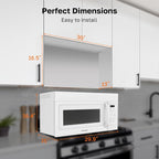 ThermoMate 30" Over-the-Range Microwave Oven with 1.7 Cu. Ft. Capacity, 1000 Cooking Watts, One-Touch Cooking Options, 300 CFM, LED Lighting, White