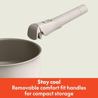 bella 8 Piece Cookware Set, Fits-anywhere™ Kitchenware w EverGood™ Ceramic Nonstick Coating, Removable Handles, Dishwasher & Oven Safe, All Stovetops Compatible, Glass Lids w Silicone Rims, Oatmilk