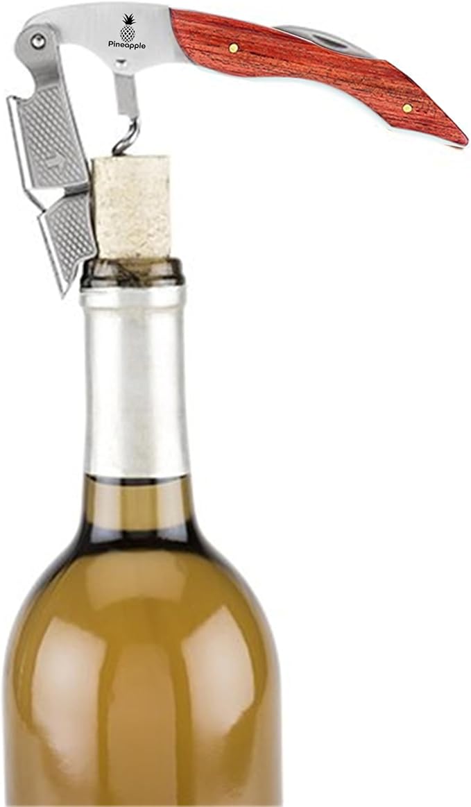 Professional Waiter Corkscrew Wine Opener – Stainless Steel Wine Key with Foil Cutter & Bottle Opener, Heavy Duty Sommelier Tool for Bartenders & Wine Lovers, 2 Pack