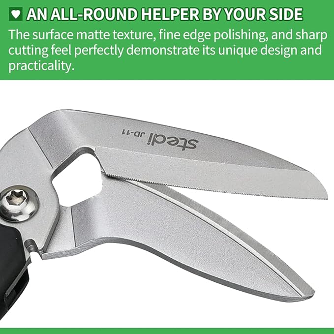 stedi 9-Inch Scissor Heavy Duty, All Purpose Scissors, Cardboard and Carpet Shears, TPR Handle, Extremely Sharp Blades with Finely Serrated -Easy Cutting Thick Paper, Leather, Fabric