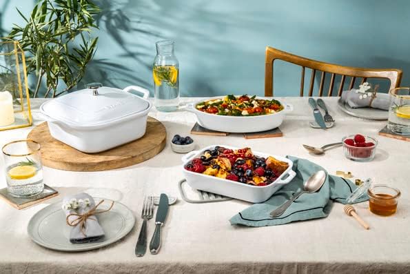 Staub Oval Dish, White, 9.1 inches (23 cm), Ceramic Au Gratin Dish, Oven and Microwave Safe