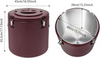 52.83Qt Insulated Food Container, Stainless Steel Container, 50L Commercial Food Soup Carrier 15 Hours Heat Preservation for Hot and Cold Food Storage Restaurant Canteen Home Lunch Use (Brown, 50L)