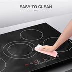 VBGK Electric cooktop 30 inch, 5 burner Electric Stove Built-in and Countertop Stove Top, LED Touch Screen,9 Heating Level, Timer & Kid Safety Lock, 240V 30 inch cooktop