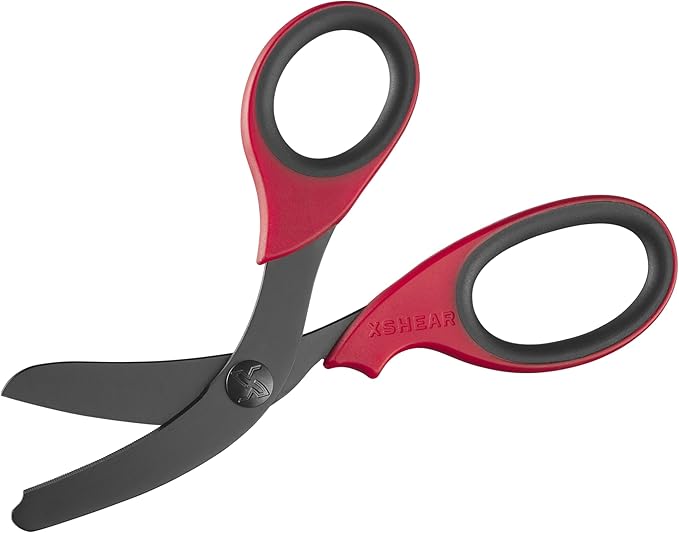 xShear® 7.5” Extreme Duty Trauma Shears - Black Titanium Coated Blades, The perfect scissors for the Paramedic, EMT, Nurse or any Emergency Healthcare Provider (Red/Black)