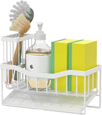 Maifan Sink Caddy Sponge Holder for Kitchen with Brush Holder and Stainless Steel Self Drain Tray, Rustproof Kitchen Sink Organizer for Sponge, Soap Dispenser Storage Accessories