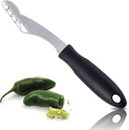 Jalapeno Corer Tool with Serrated Slice and Rubber Handle Easily Seed Remover or Slice off Vegetables tops for Efficient Cooking and Grilling