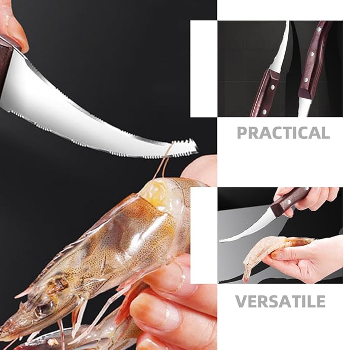 Wakauto Stainless Steel Shrimp Peeler and Deveiner Tool, Household Seafood Cleaning Gadget for Easy Shrimp Shell and Line Removal, Kitchen Specialty Utensil for Cooking and Serving