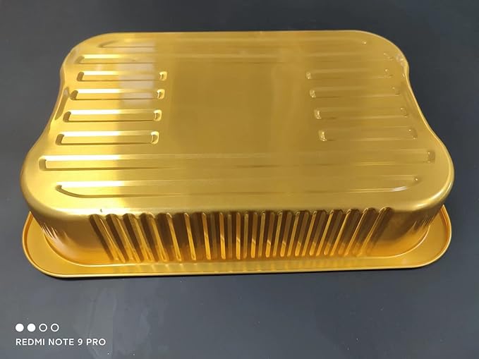 20pack 13 "x9 aluminum foil baking pan（3500ml） tray,steaming table tray, gold thickened disposable pot for cooking and heating