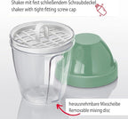 Westmark Spinderella Salad Spinner 4.4L and Shaker Cup Mixing Egg 0.25L - Non-Slip Spinner with Rotary Knob and Spout - Shaker with Screw Lid and Mixing Disc - Mint Green