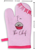 AMOUR INFINI Apron and Hat Set, 3 Pcs- Adjustable Kitchen Apron Oven Mitts Set