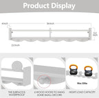 34Inch Nursery Bookshelves,Set of 4,Wall Floating Shelf Kids Coat Rack with 6Hooks,Hanging Book Shelf for Baby Nursery Room Décor ，Patent Number: 29958098(White, 34)