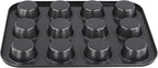 12-Cup Muffin Pan, Non-Stick Cupcake Baking Tin, 4 Pack Carbon Steel Cup Cake Tray for Oven Baking Cheesecake, Quiche, Easy Clean, Gray, 13.9"x10.4"x1.1"