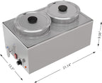 KoolMore Commercial Bain Marie Countertop Food Warmer, Soup Station, and Buffet Table Server with Two Serving Pots and Tap, Stainless-Steel Steamer with Auto Shut Off (CFW-4T), Silver