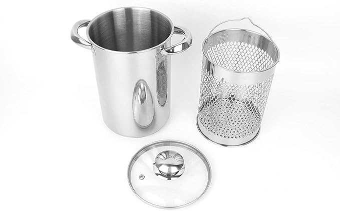 Asparagus Pot Stainless Steel Steamer Cooker with Basket and Lid Pasta 16cm 4L