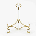 Plate Stand for Display with Hinged Folding Design, 6 Inch Picture Stands for Tables, Small Easels for Displaying Book, Art Piece, Photo and Platter, 6’’ Gold, 2-Pack