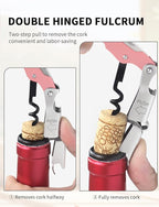 CORKAS Wine Key - Professional Handcrafted Heavy Duty Waiter Corkscrew, Compact Wine Opener with Double Hinged, Foil Cutter and Bottle Opener, Gifts for Severs, Sommelier, Bartenders (4Pack-Pink)