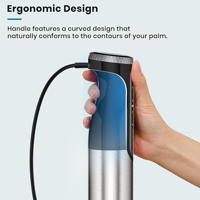 Colarlemo 1800W Immersion Blender Handheld 4-in-1 Hand Blender Stick for Ice Crushing Smoothie, Baby Food, Soup, 8 Speed Hand Mixer Turbo Boost Stainless Steel Blade with Whisk, Chopper, Beaker