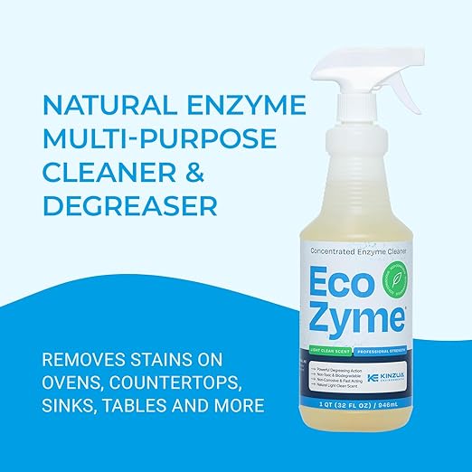 KINZUA ENVIRONMENTAL Eco-Zyme, Enzyme Cleaner Concentrate with Professional Strength, Multipurpose Cleaner Concentrate & Kitchen Degreaser Spray for Floor, Carpet, Concrete, Walls & More, 32 fl oz