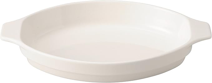 Banko Ware Au Gratin Dish, Large, Diameter Approx. 11.8 inches (30 cm), Heat Resistant, Ceramic, Oven Safe, Microwave Safe, Dishwasher Safe, Stackable, White, Made in Japan