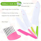 Montessori Kitchen Tools,6Pieces Knives for Kids Nylon Kids Safe Cooking Knives Serrated Edges,Y Peeler For Cooking and Cutting Fruit,Suitable for Children and Beginners