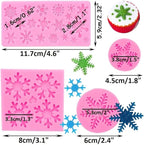 4 Pieces 3D Snowflake Silicone Mold Winter Snowflake Fondant Silicone Mold for Cake Cupcake Decoration Polymer Clay Crafting Projects