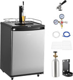 VEVOR Beer Kegerator, Single Tap Commercial Draft Beer Dispenser for D system, Full Size Keg Refrigerator with 5lbs CO2 Tank, Hold 2 Sixth / 3 Ball lock keg, Silver