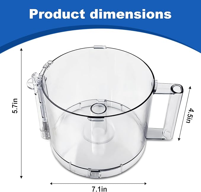 DLC-005AGTXT1 14-Cup Capacity Food Processor Working Bowl - Compatible with Cuisinart DFP-14 Series, Equipped with 4 Locking Clips, Suitable for DFP-14NWBCT1 Working Bowl Lid