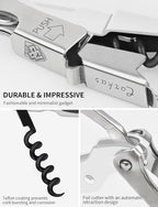 CORKAS Wine Key - Professional Handcrafted Heavy Duty Waiter Corkscrew, Compact Wine Opener with Double Hinged, Foil Cutter and Bottle Opener, Gifts for Servers, Sommelier, Bartenders - White