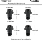 WOTOR Wine Stoppers Vacuum, Wine Saver, Wine Pump Vacuum Stoppers, Wine Preserver, Reusable Bottle Sealer Keeps Wine Fresh (Black, 8 Pieces)