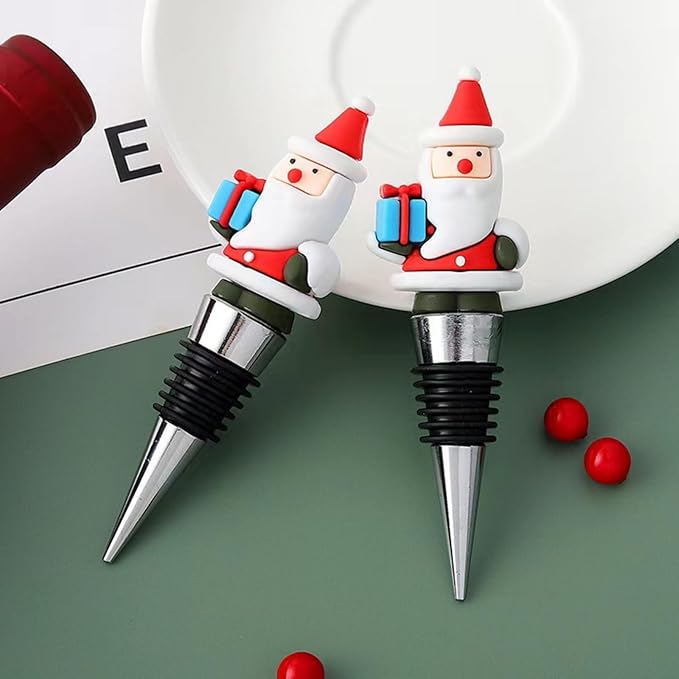 Xmas Decorative Wine Stopper,Cool Wine Bottle Stoppers for Glass Bottles,Crystal Bottle Stopper Fits Standard Bottles,Fancy Decors Wine Tools (Xmas3)