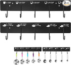 2 Pack Measuring Cups and Spoons Hanging Rack, Black Hanging Cups and Spoons Rack, Space Saving Kitchen Utensil Holder, Including Screw and Adhesive Mounting