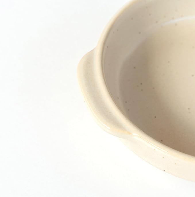 Santo Banko Ware Au Gratin Dish, Large, 22.0 fl oz (650 ml), Heat Resistant, Oven-safe, Direct Fire, Microwave, Dishwasher Safe, Stackable, Beige, Made in Japan