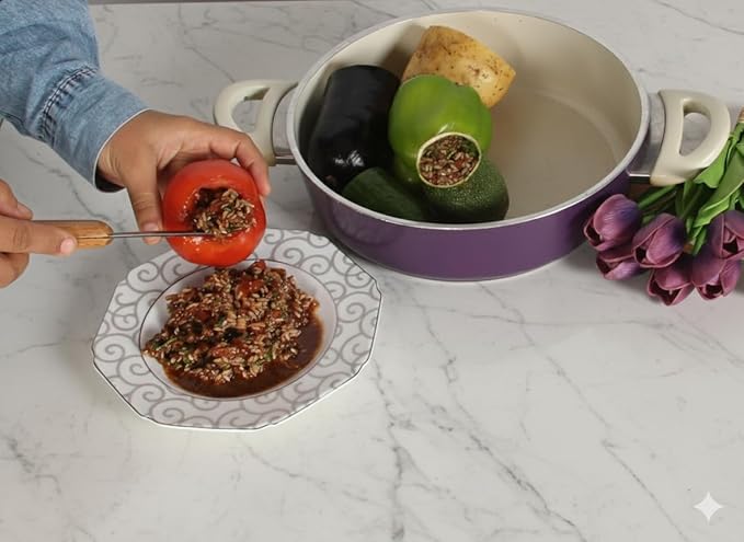Vegetable and Fruit Corer Tool with Wooden Handle, Kitchen Coring Utensil for Zucchini, Eggplant, Peppers, Cucumber & Apples, Seed Remover