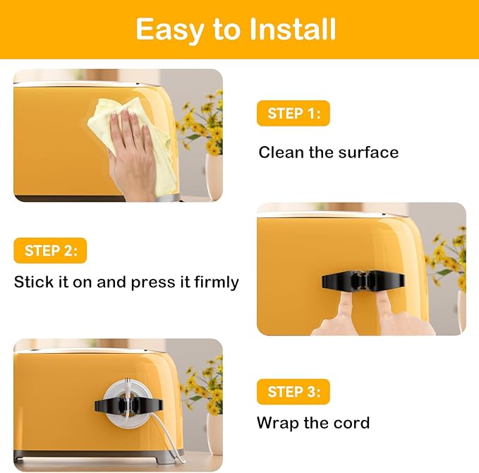 Daisyhome Cord Organizer for Kitchen Appliances-12 Pack, Appliance Cord Organizer Stick on, Small Kitchen Appliances Cord Keeper, Adhesive Cord Holder, Cord Winder for Pressure Cooker, Stand Mixer...