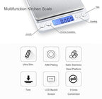 Food Scale Digital Weight 3000g/0.1g Oz Grams and Ounces Kitchen Scale for Cooking Baking with Backlight LCD Display, Tare, 9 Units, Auto Off, 2 Trays, Batteries Included - Stainless Steel