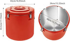 52.83Qt Insulated Food Container, Stainless Steel Container, 50L Commercial Food Soup Carrier 15 Hours Heat Preservation for Hot and Cold Food Storage Restaurant Canteen Home Lunch Use (Red, 50L)
