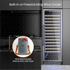 24 Inch Wine Cooler, Wine fridge Freestanding or Built-In with Door Lock, Suitable for Mixed 158 Bottles Sizes, Low Noise Operation (14.37cu.ft)