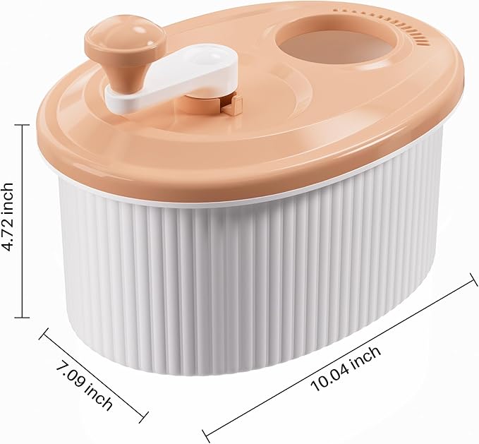 JOYMOOP Fruit Washer Spinner, Fruit Cleaner Spinner with Crank Handle, Hands-Free Fruit & Vegetable Washing Bowl, Manual Fruit Scrubber, No Electricity, Apricot Beige